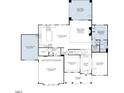 Open-concept first-floor plan featuring kitchen, dining, great room, flex room, and a two-car garage at 805 Timber Mist Ct, Cary, NC 27519