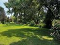 A well maintained lawn is surrounded by mature trees at 143 Cedarwood Dr, Henderson, NC 27536