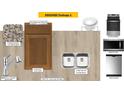 Kitchen and bathroom cabinet selections with granite backsplash and stainless appliances at 2013 Rabbitbrush St, Durham, NC 27704