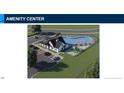 Aerial view of the amenity center featuring a pool, clubhouse, parking lot, and playground at 800 Ottawa Dr, Garner, NC 27529