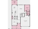 Detailed floor plan showcasing an open-concept kitchen, dining, and gathering area, plus a 2-car garage at 209 Seagraves Creek Ln, Holly Springs, NC 27540
