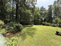 Spacious backyard surrounded by mature trees and landscaping, offering privacy and serenity at 509 Forest Ridge Rd, Garner, NC 27529