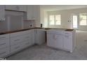 Unfinished kitchen area featuring white cabinets and undermount sink basin at 7104 Hubner Pl # 45, Cary, NC 27519