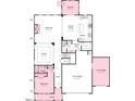 Layout showcasing a two-car garage, kitchen, gathering room, and a sunroom in this home's floor plan at 1201 Michelle Mist Way, Apex, NC 27523