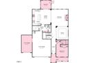Detailed first floor plan showcasing kitchen, casual dining, gathering, and one bedroom with an ensuite at 1900 Clydner Dr, Apex, NC 27523