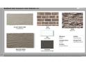 Exterior home color palette displaying brick, siding, stone, and trim samples at 668 Morning Glade St, Wake Forest, NC 27587