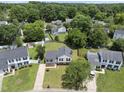 Expansive aerial view of a house with a large backyard and surrounding mature trees at 5529 Wood Pond Ct, Raleigh, NC 27610