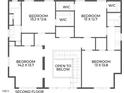 Second-floor floor plan featuring bedroom layouts, closet space, and staircase access at 115 Founders Ridge Dr, Chapel Hill, NC 27517