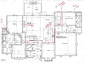 Detailed first floor plan showing the layout of the kitchen, living room, and bedrooms at 227 Gaines Trail Trl, Pittsboro, NC 27312