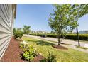 View of street with sidewalk, bushes and trees leading to a neighborhood at 1041 Pemberly Ave, Morrisville, NC 27560