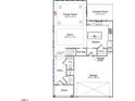 Layout of the first floor showcasing the kitchen, Gathering room, and garage at 267 Meadowbark Bnd # 34, Garner, NC 27529