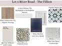 A selection of interior design choices, including wood floors, white kitchen cabinets, and white lace quartz countertops at 6332 River Rd, Fuquay Varina, NC 27526