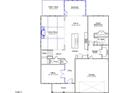 Detailed first-floor floor plan featuring an office, kitchen, eat-in area, Gathering room, and access to the garage at 15 Black Walnut Dr # 183, Garner, NC 27529