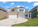 Attractive two-story home with a three-car garage, brick and white siding, and a curving driveway at 84 Black Walnut Dr # 200, Garner, NC 27529