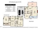 Detailed floor plan showcasing the layout of the house, including bedrooms, kitchen, living spaces, and outdoor areas at 1210 Eastham Dr, Apex, NC 27502