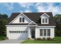 Elegant new construction showing white brick, a black roof, dormer windows, and a two-car garage at 477 Beacon Hill Rd # 29, Lillington, NC 27546