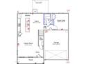 First-floor floor plan featuring a kitchen, Gathering room, eat-in, guest suite, garage, porch, and bathroom at 130 Cordoba Dr, Franklinton, NC 27525
