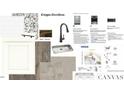 Bathroom design selections featuring white cabinetry, granite countertop, stainless steel sink, and black fixtures at 1057 Hardin Hill Ln, Knightdale, NC 27545
