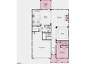 Layout of the first floor featuring a kitchen, dining area, gathering room and a 2 car garage at 1017 Dillon Lake Dr, Knightdale, NC 27545