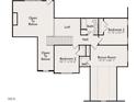 Upstairs floor plan highlights bedrooms, a bathroom, loft and bonus room with detailed dimensions at 393 Abingdon Farms Dr, Selma, NC 27576