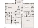 Detailed floor plan showcasing layout of the first floor, including kitchen, Primary bedroom, garage, and outdoor porch at 393 Abingdon Farms Dr, Selma, NC 27576