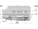 Architectural drawing of rear elevation, displaying a large porch with outdoor living space at 115 Evington Dr # 29, Pittsboro, NC 27312