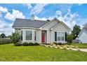 Charming single-story home with a well-manicured lawn and inviting red front door at 1516 Greys Mill Rd, Rocky Mount, NC 27804