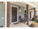 Cozy porch area with chairs, offering a welcoming space to enjoy the outdoors and neighborhood views at 121 Longleaf Pine St, Clayton, NC 27527