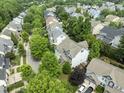 Residential neighborhood featuring lush green trees surrounding well-maintained homes with varying roof colors at 10859 Bedfordtown Dr, Raleigh, NC 27614