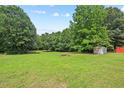 Expansive green backyard surrounded by mature trees, offering ample space for recreation at 558 Christys Way, Roxboro, NC 27574