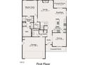 First floor plan featuring open kitchen, breakfast and Gathering rooms, dining room, mud and laundry rooms at 368 Abingdon Farms Dr, Selma, NC 27576