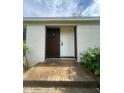 Close-up of the home's front door with white trim and adjacent accent wood at 620 Red Carriage Ave, Durham, NC 27704