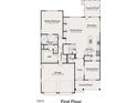 First floor plan featuring garage, Primary bedroom, kitchen, dining and Gathering rooms at 318 Abingdon Farms Dr, Selma, NC 27576