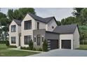 Beautiful two-story home with a gray roof, black-trimmed windows, and an attached two-car garage at 429 Shinleaf Pond Trl, Raleigh, NC 27614