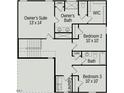 Second-floor plan featuring the owner's suite, bath, bedrooms, walk-in closet, and laundry area at 62 Gray Pine Way, Sanford, NC 27332