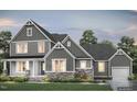 Charming gray two-story home featuring stone accents and a covered front porch at Tbd Lot 10 Montgomery Estates Rd, Hillsborough, NC 27278