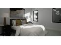Cozy bedroom featuring a plush bed, stylish decor, and natural light from the large windows at 2344 Ballywater Lea Way, Wake Forest, NC 27587