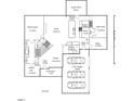 Detailed first floor plan featuring a spacious owners suite, living area, kitchen, guest suite, and three car garage at 1809 Bowling Rd, Fuquay Varina, NC 27526