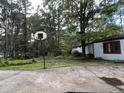 An outdoor basketball hoop beside a backyard and a building with red trim at 194 John Mitchell Rd, Youngsville, NC 27596