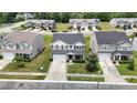 Aerial view of a well-maintained two-story home, surrounded by a lush green lawn in a friendly neighborhood at 2123 Scarlet Sage Dr, Durham, NC 27704
