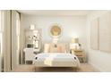 Stylish bedroom with neutral tones, decor, and a large window providing natural light at 42 Playtime Cir, Princeton, NC 27569