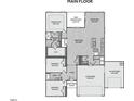 Open-concept floor plan featuring a kitchen, living area, three bedrooms, and a three-car garage at 294 Pretty Run Branch Ln, Wendell, NC 27591