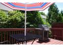 Cozy deck with a grill, umbrella, and seating area for outdoor enjoyment at 2507 Princewood St, Raleigh, NC 27612