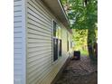 House's side exterior featuring windows and siding, set in a yard with mature trees and foliage at 1512 E Lane St, Raleigh, NC 27610