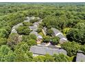 Aerial view of a lush community surrounded by trees with well-maintained roofs at 6809 Middleboro Dr Dr, Raleigh, NC 27612
