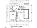 Blueprint of the first floor featuring a kitchen, dining room, Gathering room, and garage with precise dimensions at 3895 Josiah Ct, Nashville, NC 27856