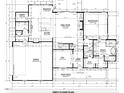 Detailed first floor plan showcasing layout of kitchen, living, Primary suite, and garage at 49 Cloudview Ct, Pittsboro, NC 27312