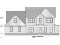 Blueprint illustrates the front elevation with architectural details, windows, siding, and entrance design at 49 Cloudview Ct, Pittsboro, NC 27312