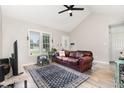 Inviting living room with vaulted ceiling, natural light and plenty of space at 11 Sherman Rd, Fuquay Varina, NC 27526
