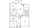 First floor floorplan featuring kitchen, living room, dining room, office, and 2-car garage at 27 N Maple Walk Dr # 75, Garner, NC 27529